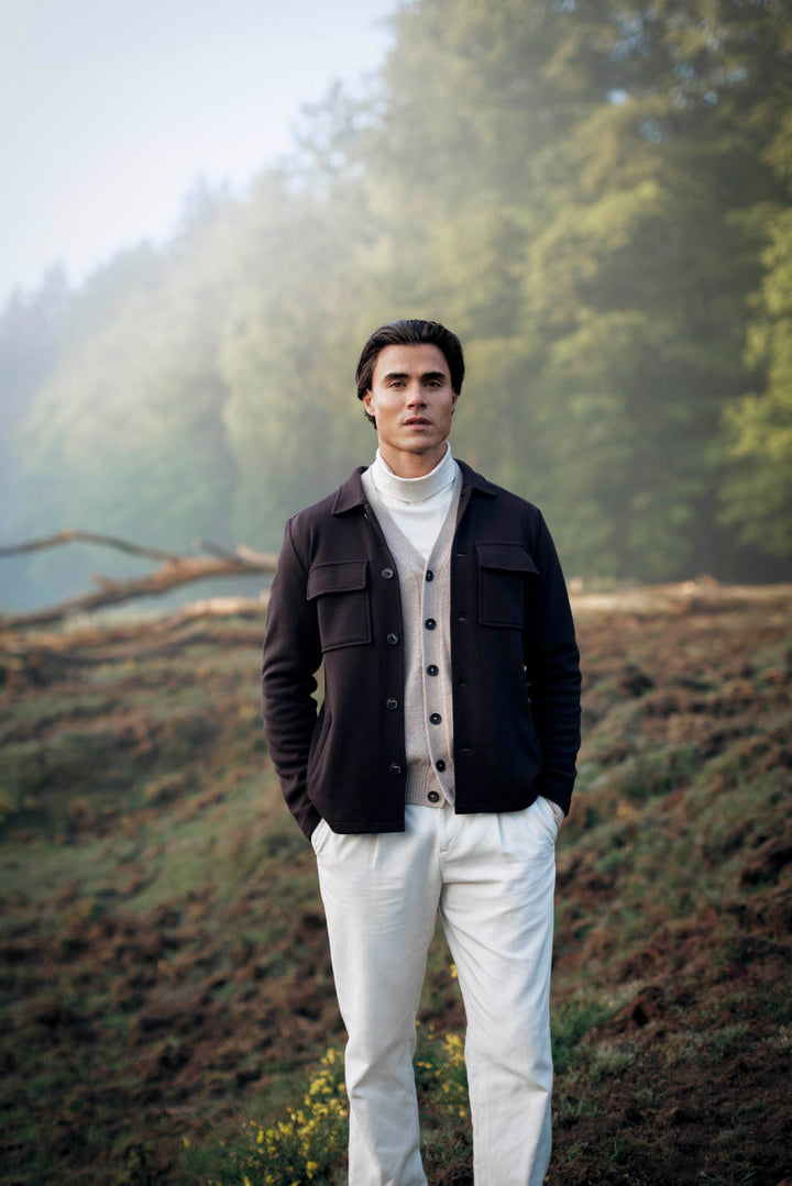 Gebreid Overshirt met Borstzakken - Bruin