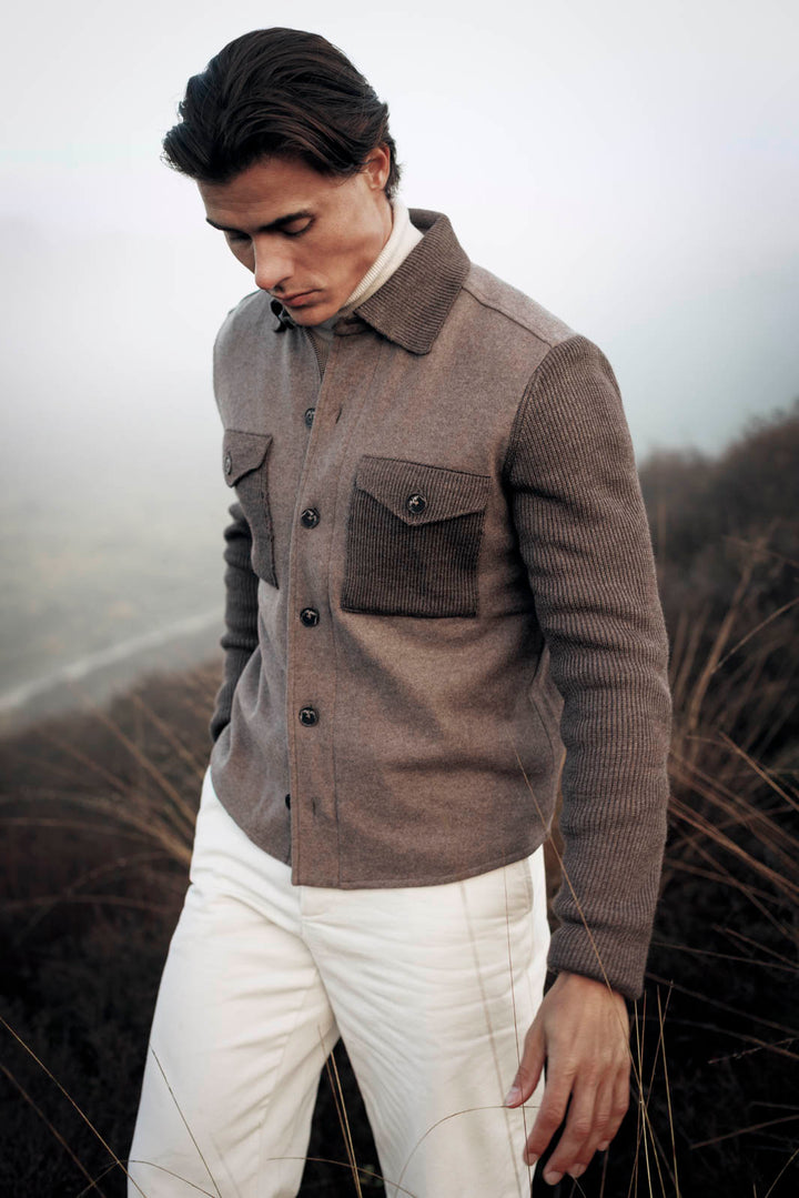 Overshirt met Structuur - Bruin