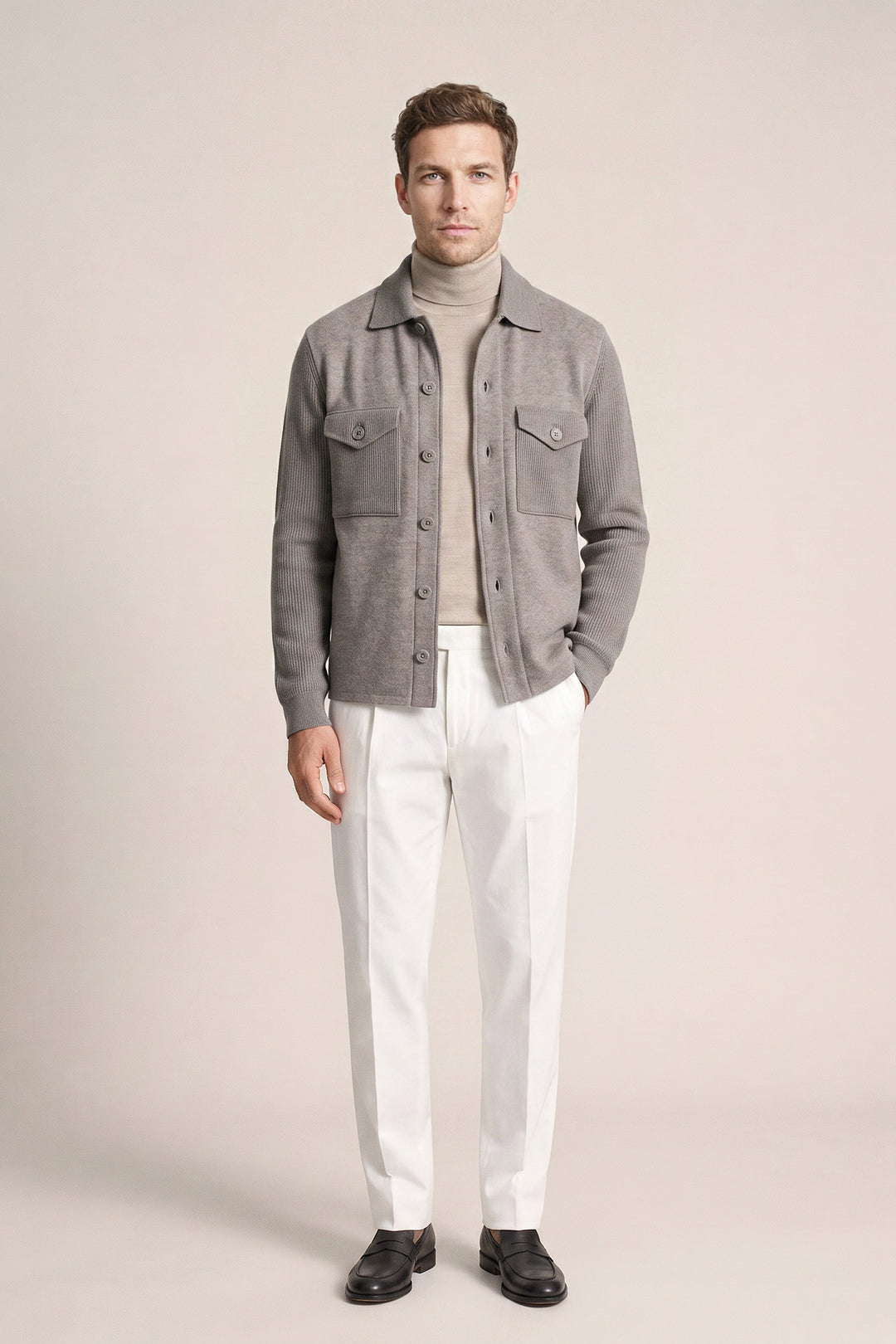 Overshirt met Structuur - Grijs