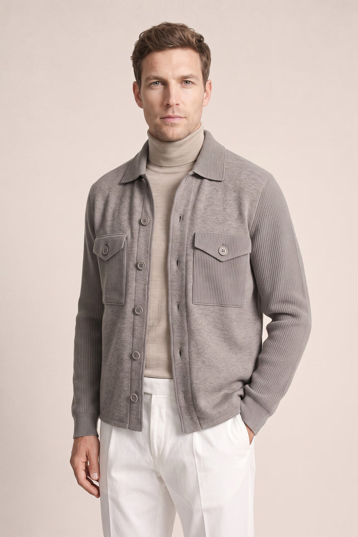 Overshirt met Structuur - Grijs