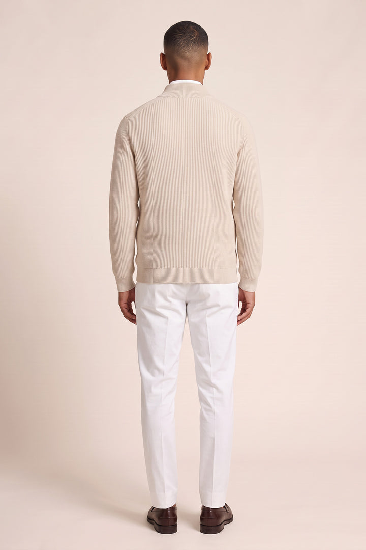 Lamswollen Rib Knit Vest - Off-white