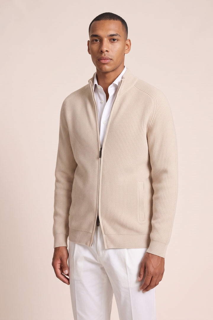 Lamswollen Rib Knit Vest - Off-white