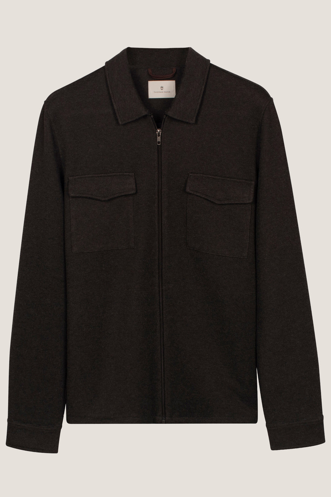 Tricot Overshirt met Rits - Bruin