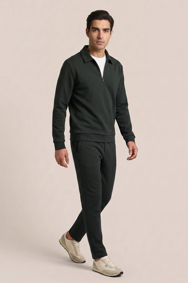 Jersey Half Zip Sweatshirt - Groen