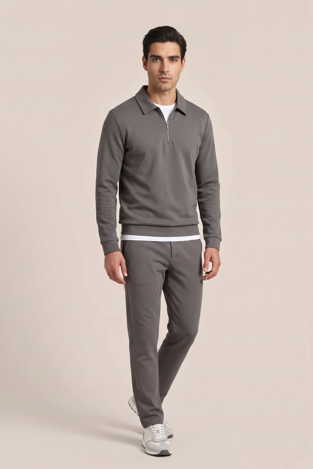 Jersey Polo Sweater - Grijs