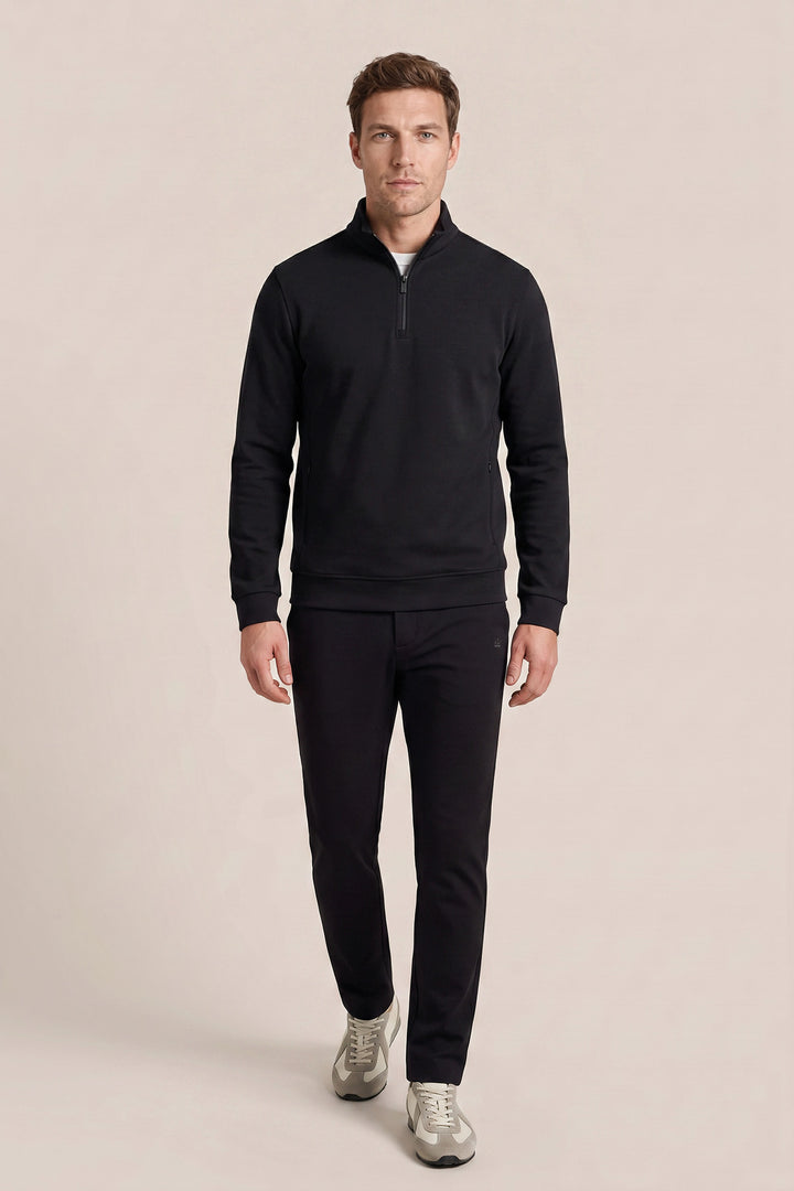 Jersey Half Zip Sweatshirt - Blauw