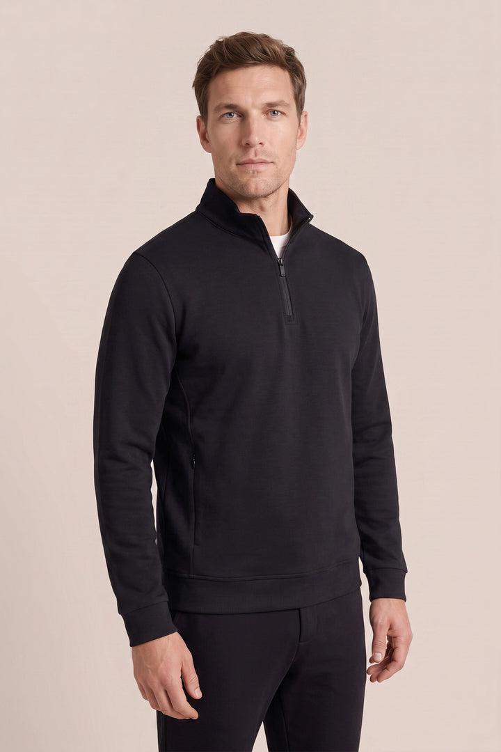 Jersey Half Zip Sweatshirt - Blauw