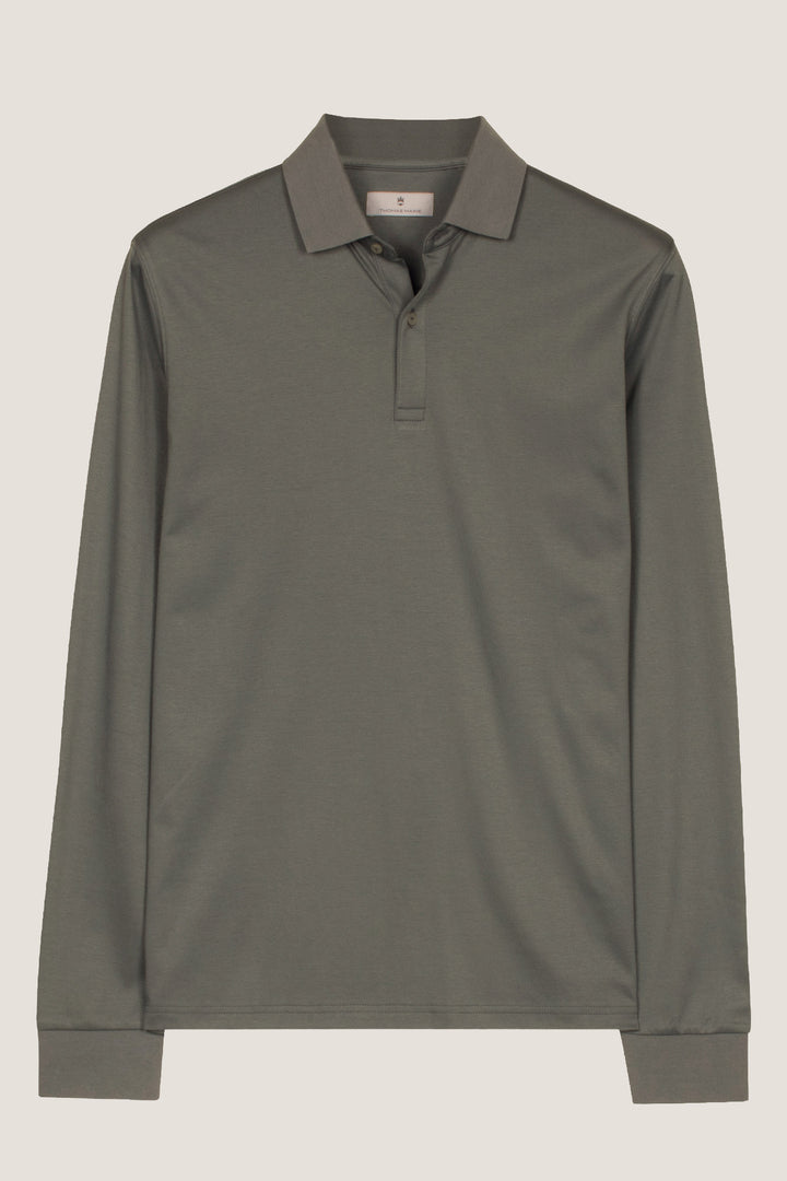 Liquid Cotton Longsleeve Poloshirt - Groen