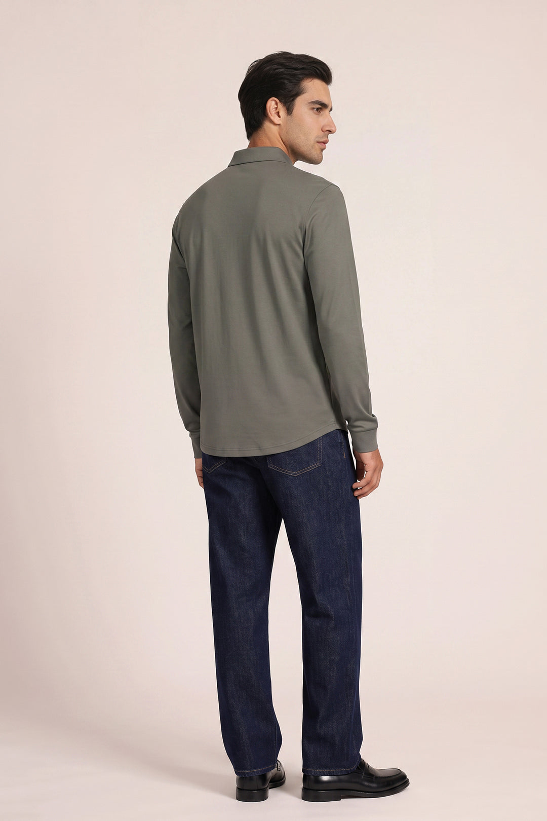 Liquid Cotton Longsleeve Poloshirt - Groen