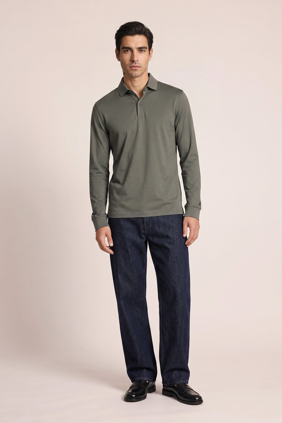 Liquid Cotton Longsleeve Poloshirt - Groen