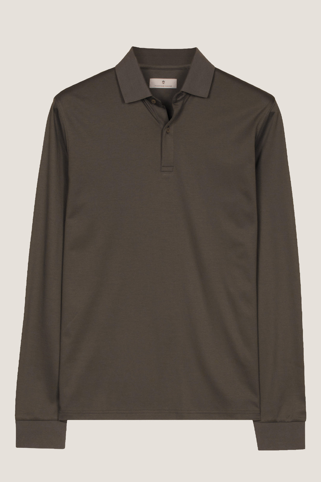 Liquid Cotton Longsleeve Poloshirt - Bruin