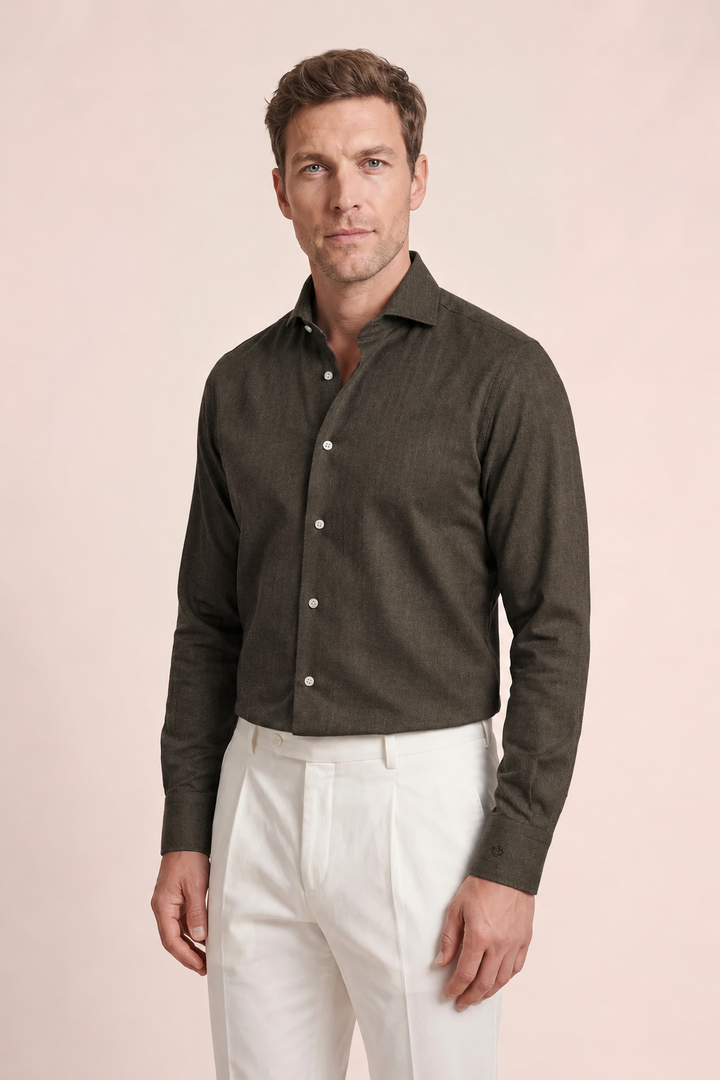 Herringbone Flannel Shirt - Green