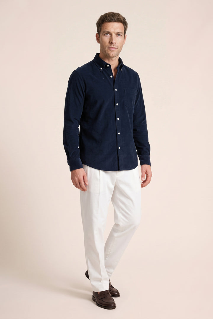 Fine Corduroy Shirt - Navy