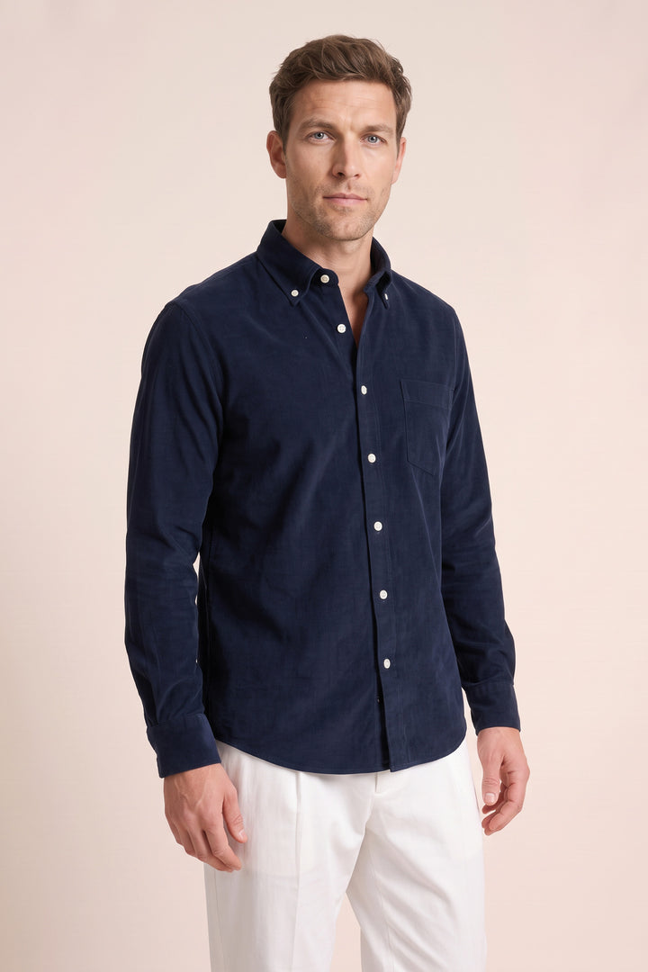 Fine Corduroy Shirt - Navy
