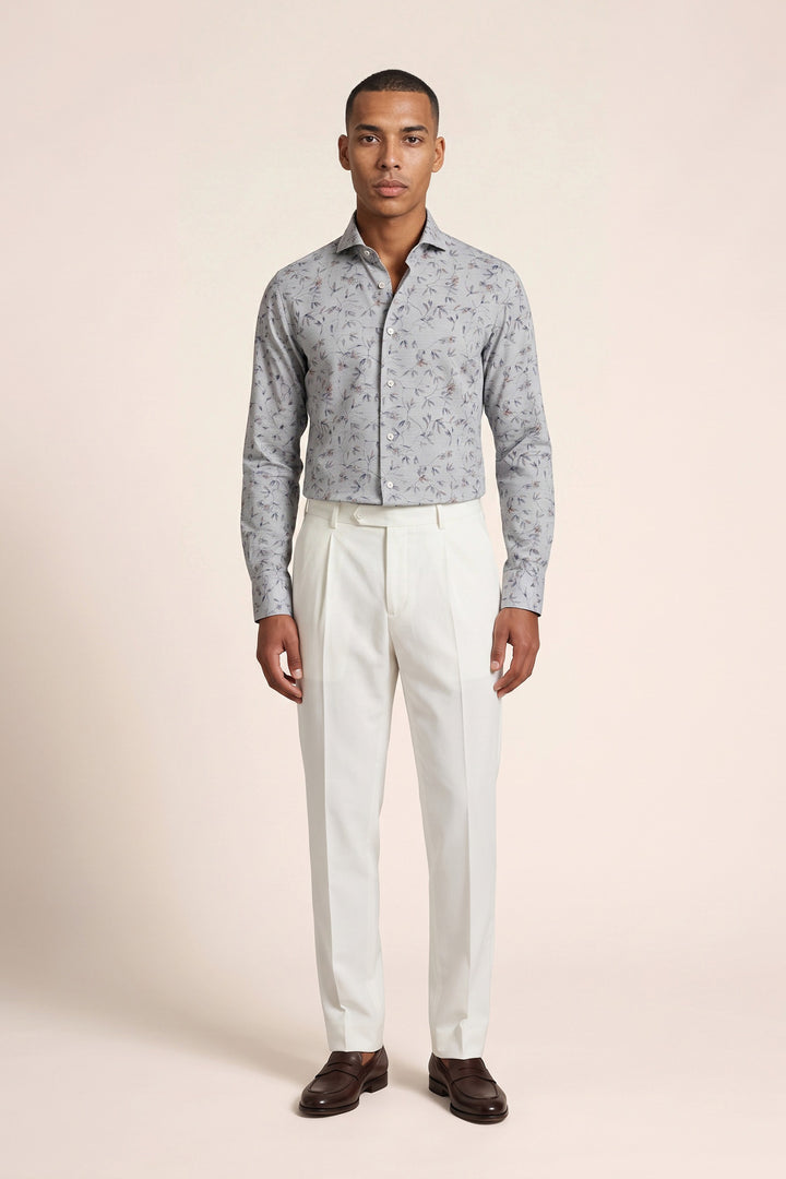Twill Overhemd met Print - Lichtblauw