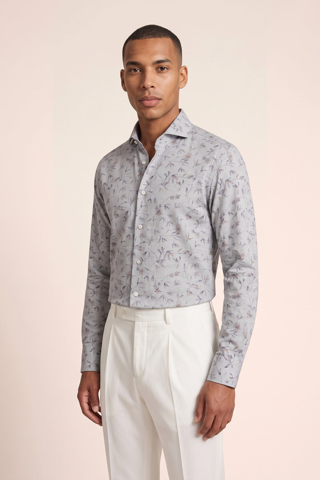 Twill Overhemd met Print - Lichtblauw