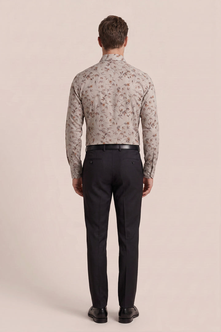 Printed Twill Shirt - Beige