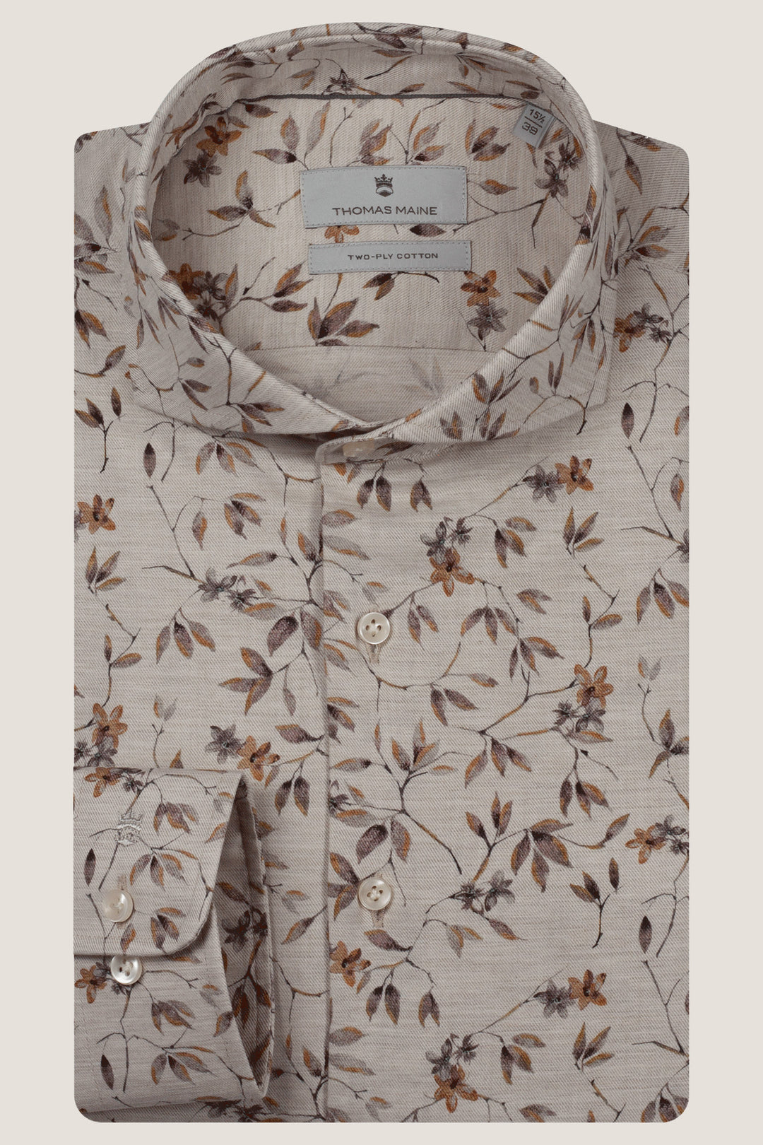 Twill Overhemd met Print - Beige
