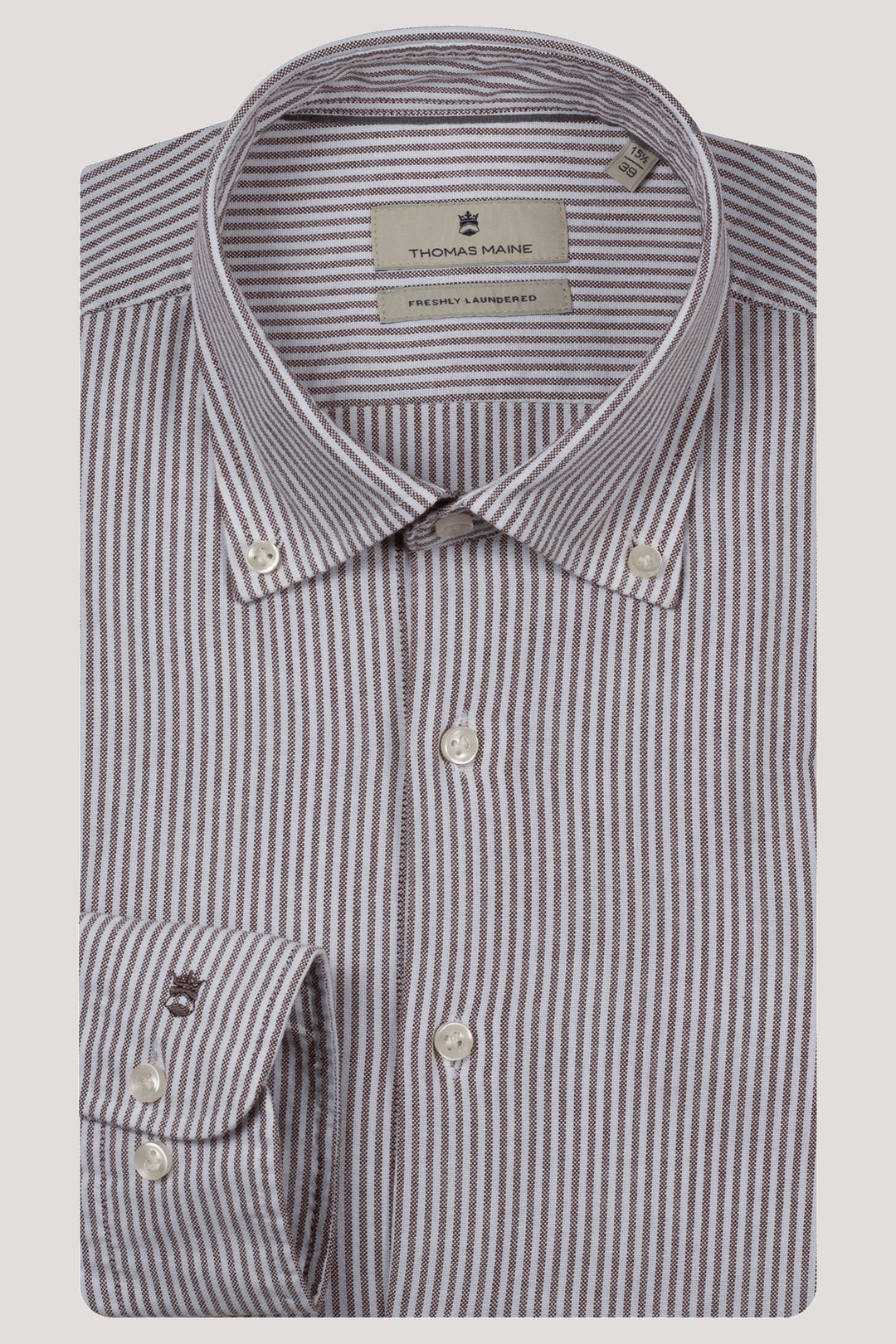 Thomas Maine Brown Long Sleeve Tailored Fit Shirt 627713 80