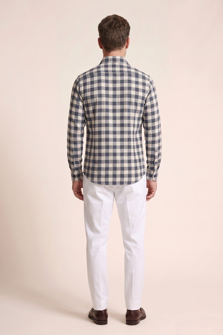 Twill Geruit Overhemd - Navy