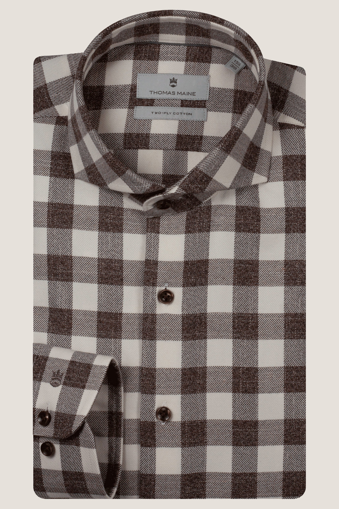 Twill Plaid Shirt - Brown