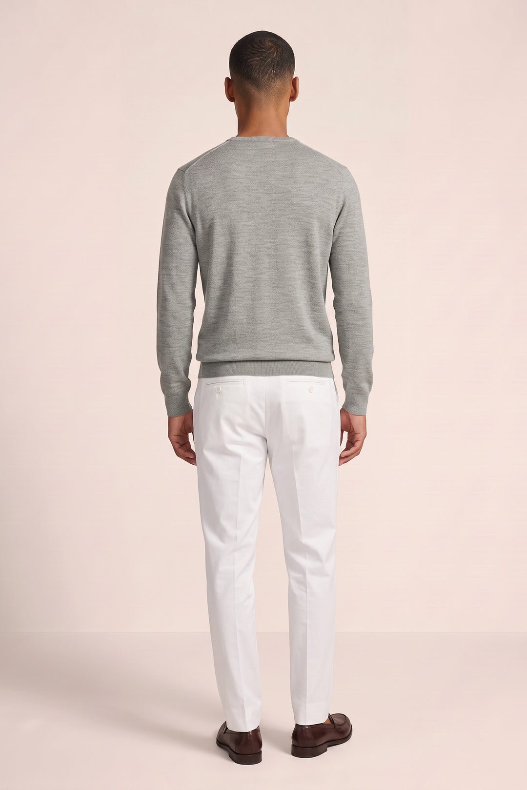 Fine Merino V-hals Pullover - Lichtgroen