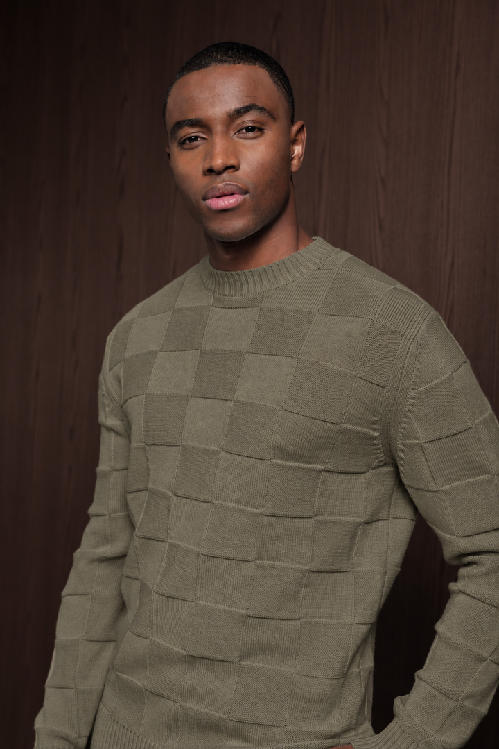 Merino Pullover met Structuur - Bruin