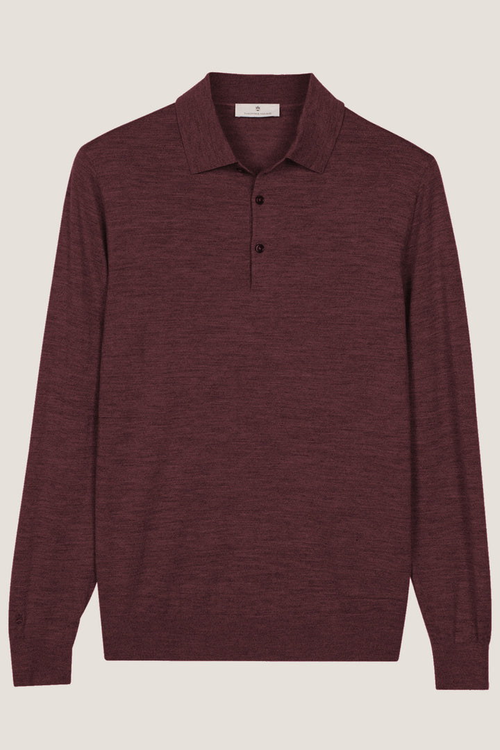 Merino Polo Pullover - Bordeaux