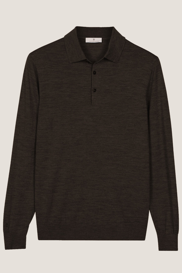 Merino Polo Pullover - Bruin
