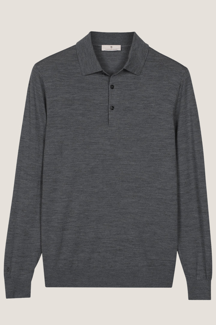 Merino Polo Pullover - Donkergrijs
