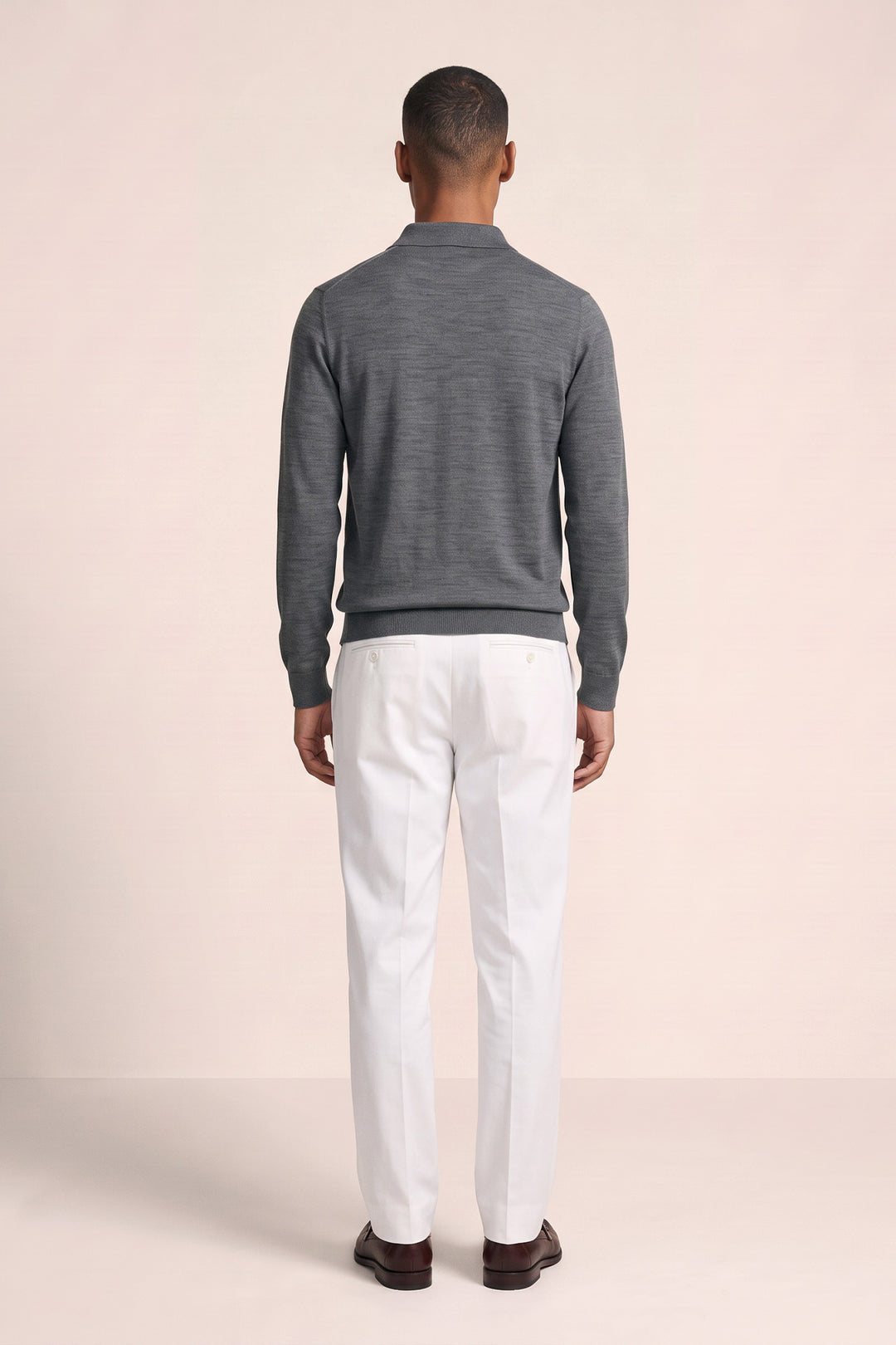 Merino Polo Pullover - Donkergrijs