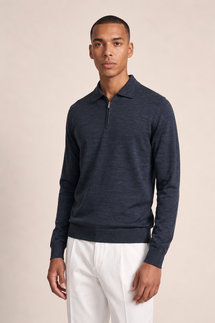 Merino Half Zip Pullover - Donkerblauw