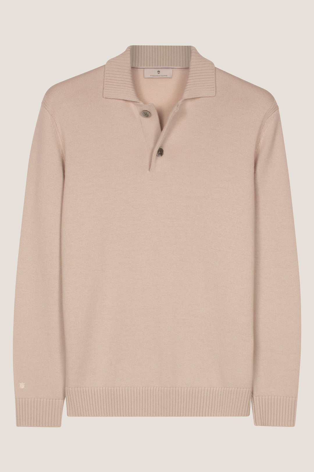 Merino Trui met Polokraag - Beige