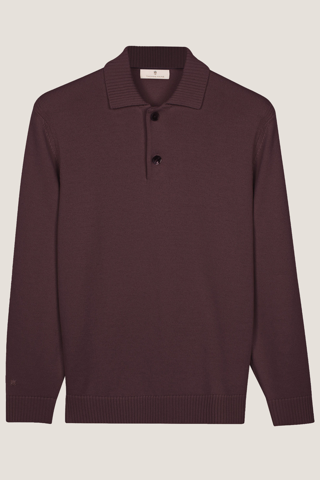 Merino Jumper with Polo Collar - Purple