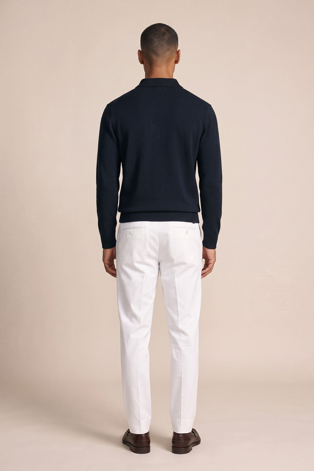 Merino Trui met Polokraag - Blauw