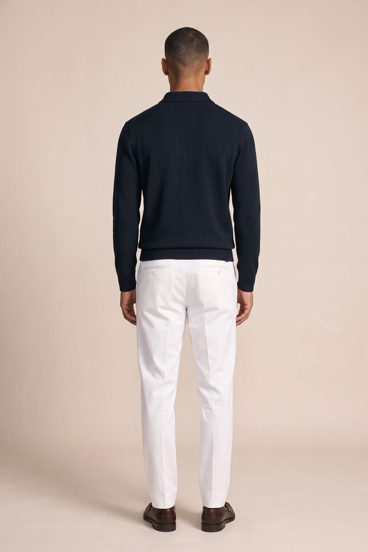 Merino Trui met Polokraag - Blauw