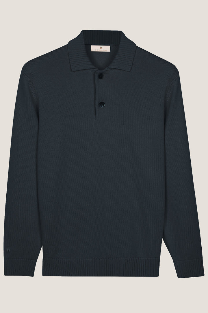 Merino Trui met Polokraag - Blauw