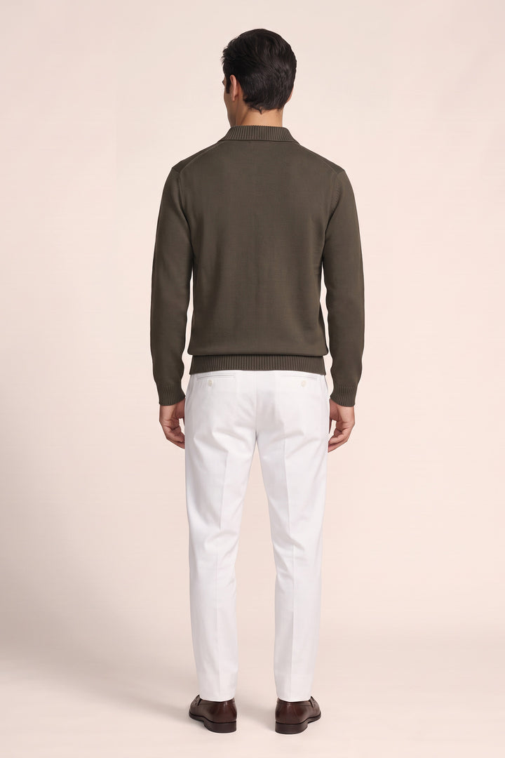 Merino Trui met Polokraag - Groen