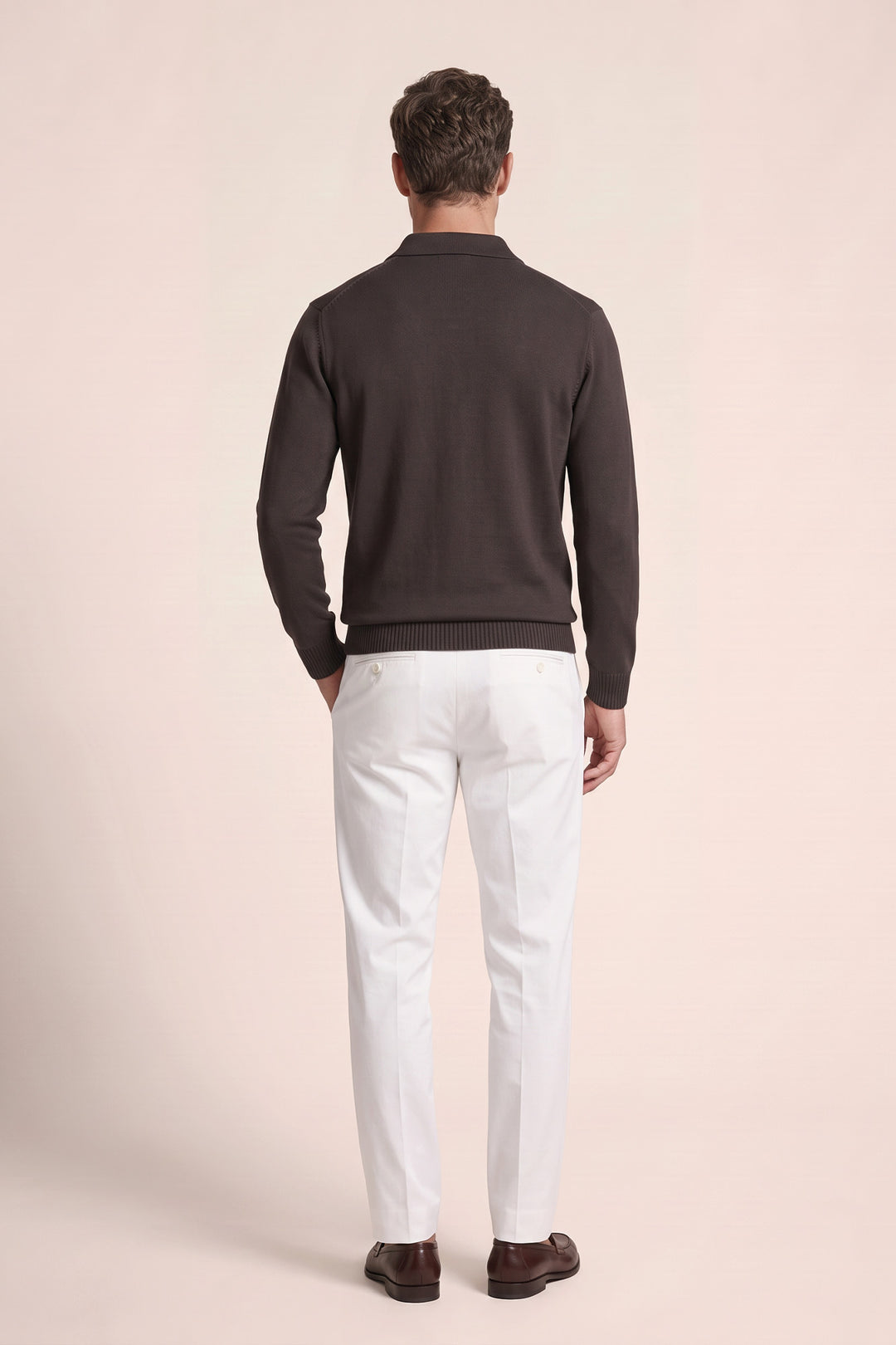 Merino Trui met Polokraag - Bruin