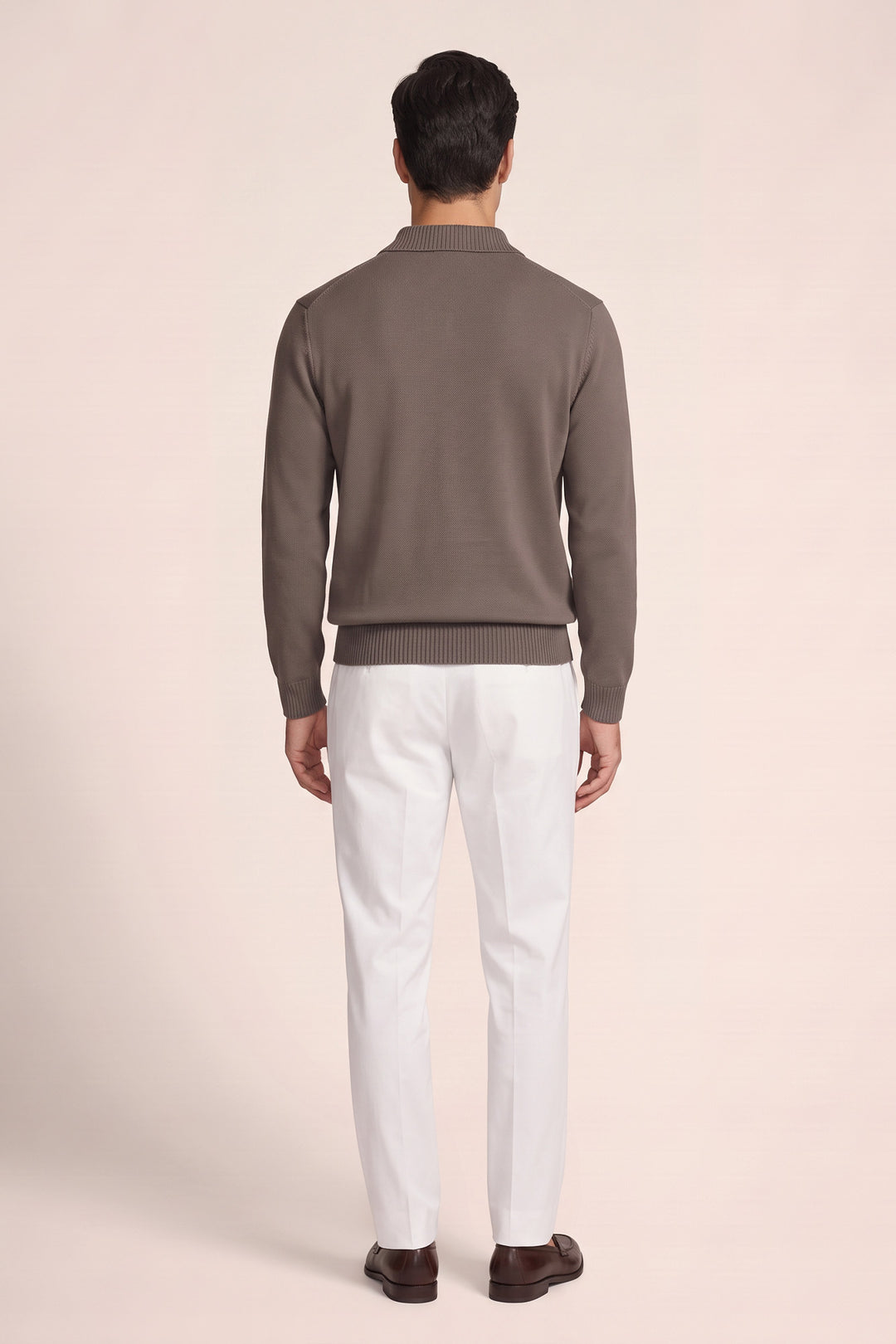 Merino Trui met Polokraag - Bruin