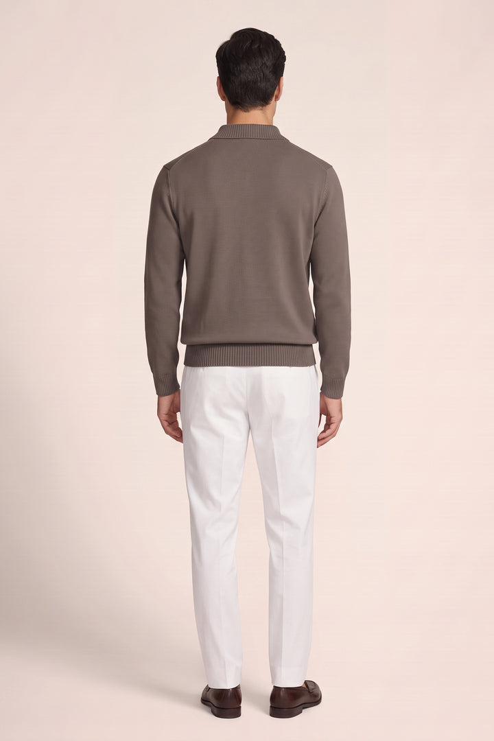 Merino Trui met Polokraag - Bruin