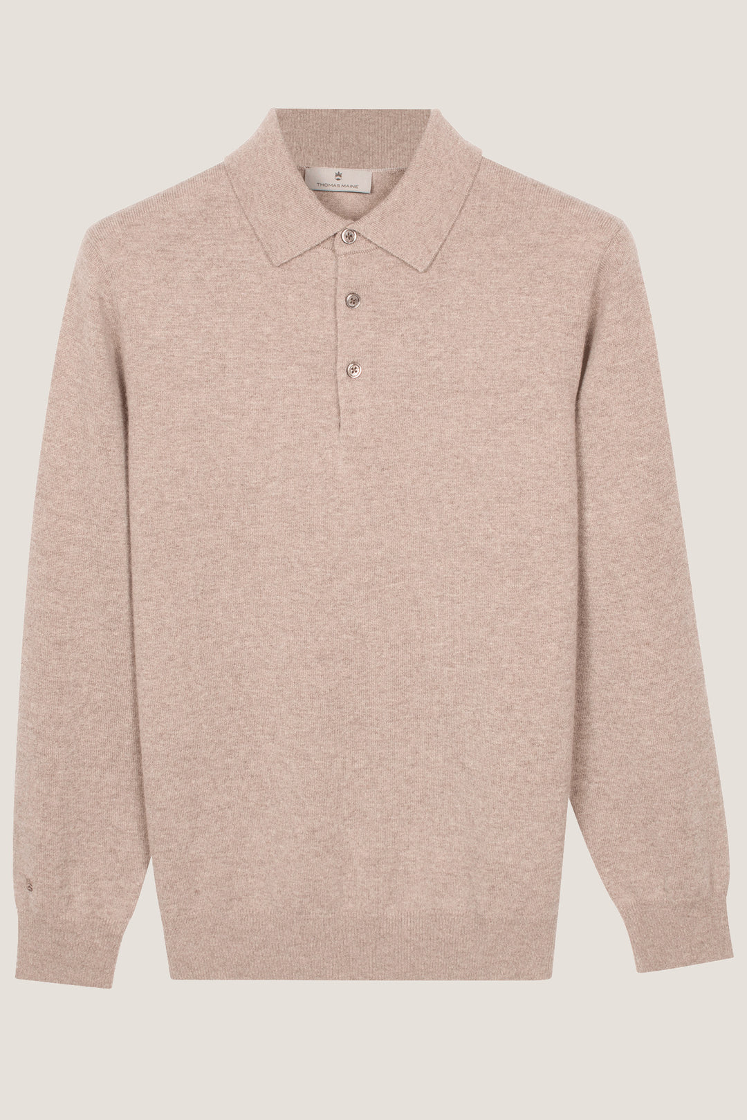 Merino Cashmere Polo Pullover - Beige