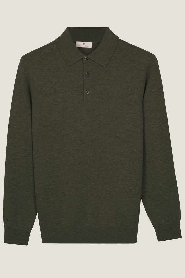 Merino Cashmere Polo Pullover - Groen