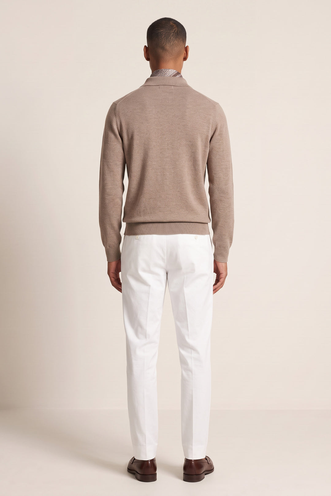 Merino Cashmere Polo Pullover - Bruin