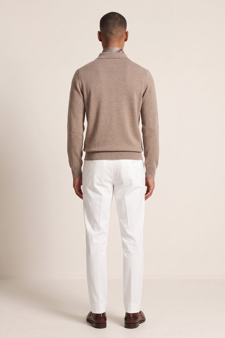 Merino Cashmere Polo Pullover - Bruin