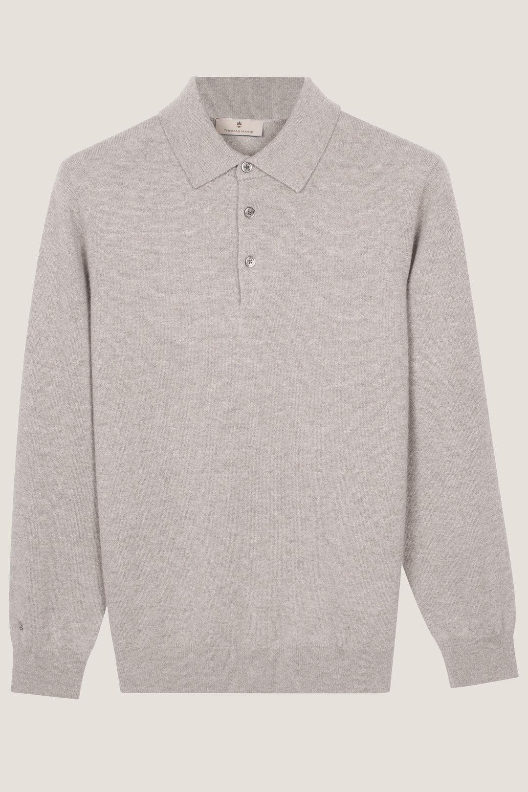 Merino Cashmere Polo Pullover - Lichtgrijs