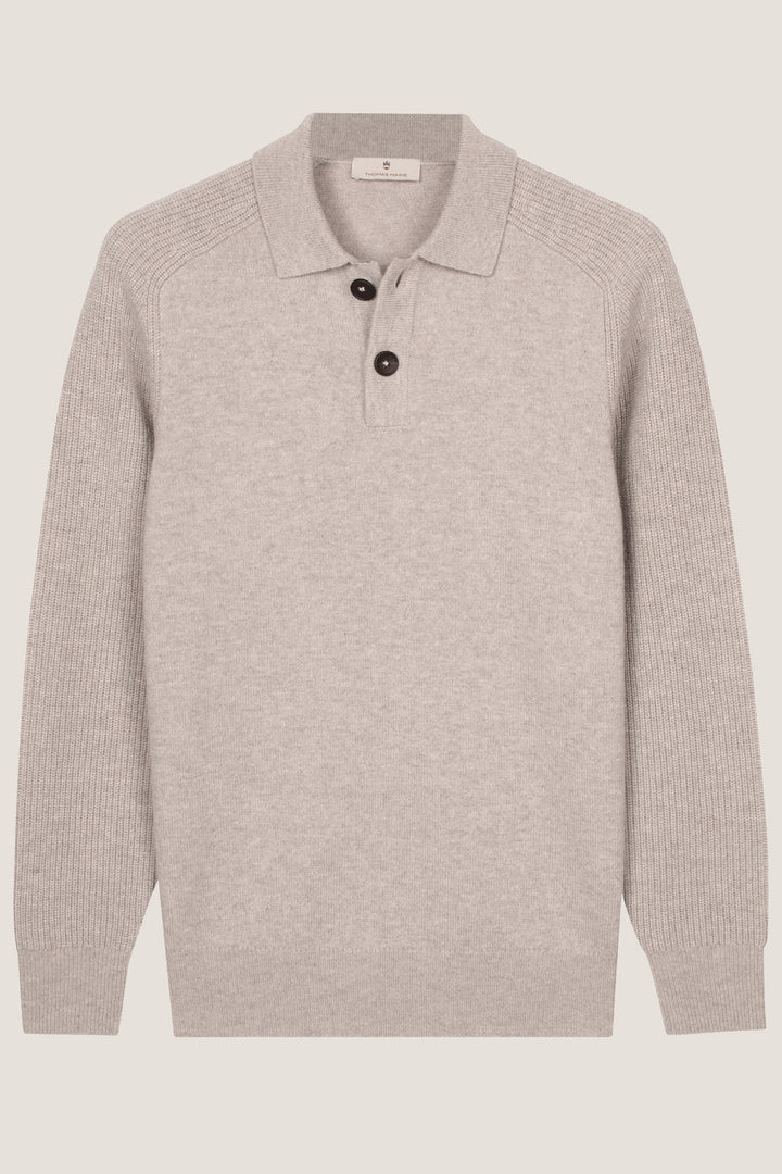 Lambswool Polo Neck Jumper - Grey