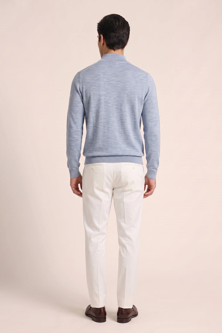 Merino Half Zip Pullover - Lichtblauw