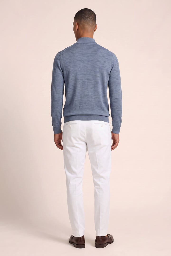 Merino Half Zip Pullover - Blauw