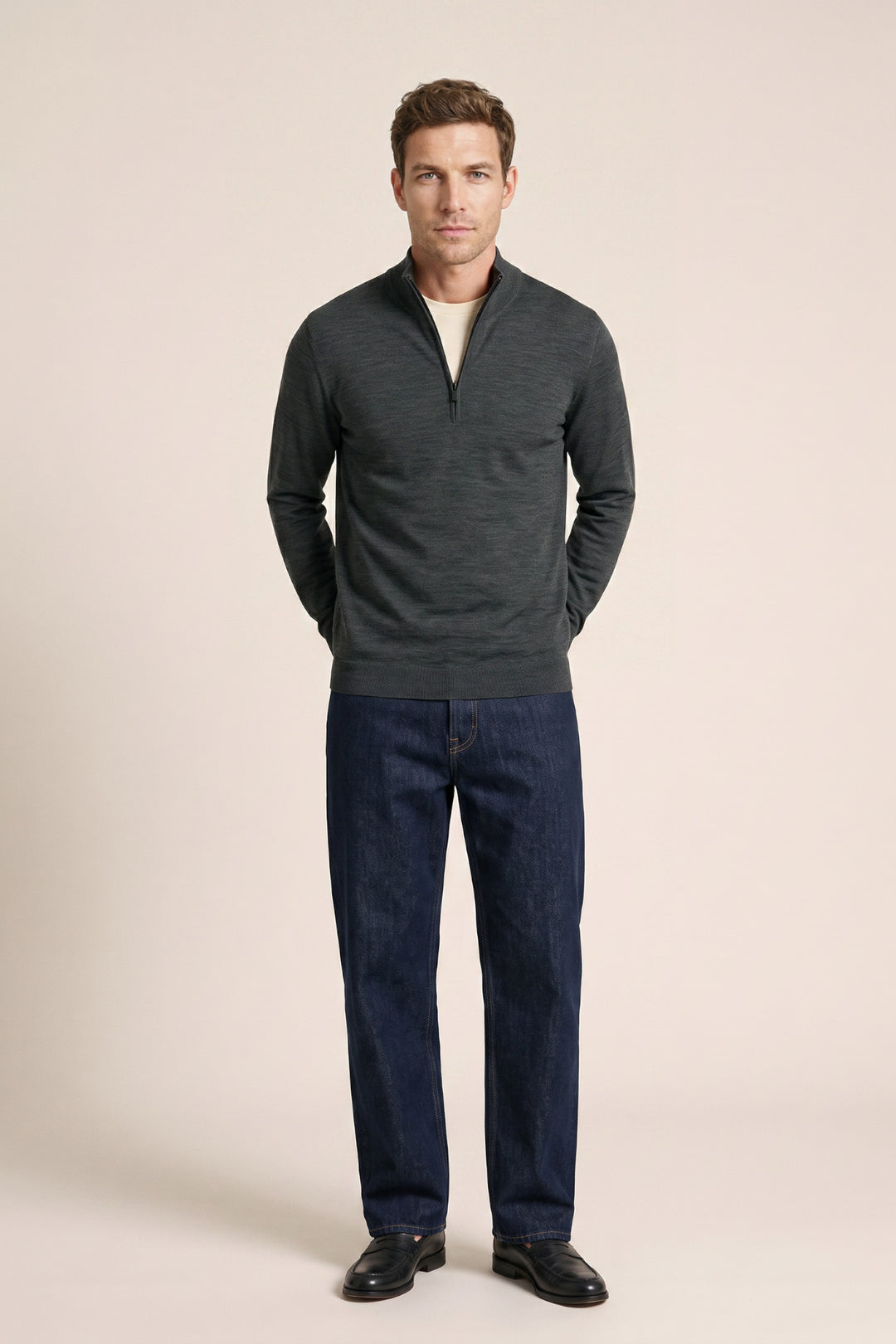 Merino Half Zip Pullover - Groen